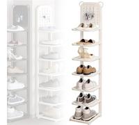 Organizador de zapatos independiente, estante vertical para zapatos, almacenamiento delgado y alto con marco de metal, estante que ahorra espacio para entrada, sala de estar, balcón y pasillo