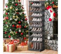 Organizador de Zapatos Plegable con Puertas 9 Niveles 18 Pares Zapatero Plegable Grande, apilable Transparente Estante de Almacenamiento de Zapatos para el Armario