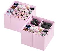 Organizador de zapatos SpaceAid para armario, paquete de 2, plegable, con divisores ajustables, para 16-32 pares, color rosa