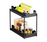 Organizador debajo del fregadero: material deslizante, estante de cajón, armario de almacenamiento de doble capa, mecanismo extraíble suave, diseño de carga resistente, unidad compacta que ahorra