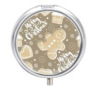 Organizador diario de pastillas de 3 compartimentos, pequeño pastillero portátil de viaje con espejo, mini pastillero para bolsillo de bolso, organizador de medicamentos de metal, galletas de Feliz