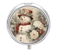 Organizador diario de pastillas de 3 compartimentos, pequeño pastillero portátil de viaje con espejo, mini pastillero para bolsillo de bolso, organizador de medicamentos de metal, pintura retro de