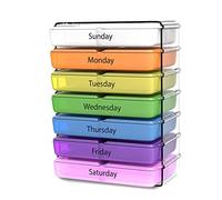 Organizador diario de pastillas: organizadores compactos de vitaminas y recetas semanales de 7 días, 4 veces al día, desayuno, almuerzo, cena y hora de acostarse, pastilla diaria.
