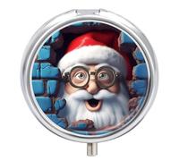 Organizador diario de píldoras de 3 compartimentos, pequeño pastillero portátil de viaje con espejo, mini pastillero para bolsillo de bolso, organizador de medicamentos de metal, divertida pintura 3D