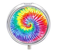 Organizador diario de píldoras de 3 compartimentos, pequeño pastillero portátil de viaje con espejo, mini pastillero para bolsillo de bolso, organizador de medicamentos de metal, teñido anudado a la