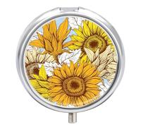 Organizador diario de píldoras de 3 compartimentos, pequeño pastillero portátil de viaje con espejo, mini pastillero para bolsillo de bolso, organizador de medicamentos de metal, pintura floral de