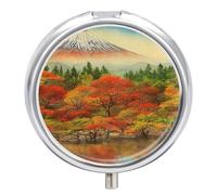 Organizador diario de píldoras de 3 compartimentos, pequeño pastillero portátil de viaje con espejo, mini pastillero para bolsillo de bolso, organizador de medicamentos de metal, pintura de acuarela