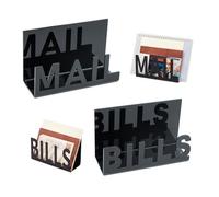 Organizador Escritorio, Acrílico Oficina Accesorios, Negro Bandeja Escritorio para Sobremesa, Accesorios Escritorio Oficina para Guardar Cartas, Correo y Periódicos, Bandeja Portadocumentos, 2 Piezas