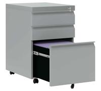 Organizador Escritorio Archivador De 3 Cajones, Archivador Metálico Móvil Con Cerradura Y 5 Ruedas Para Carpetas Colgantes De Tamaño A4/Legal/Carta, Cajonera Bajo Escritorio(Gray)
