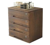Organizador Escritorio Archivador De Escritorio De 4 Niveles, Cajonera Organizadora De Madera Maciza Con Cerradura, Mueble Auxiliar Para Mesa De Centro U Oficina (zona De Ventanal)(Brown)
