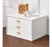 Organizador Escritorio Caja Organizadora De Escritorio De Madera Con Cajones Para Documentos A4; Archivador Plano Multicapa Tipo Cajonera Para Material Escolar Y De Oficina(White,3 layer)