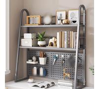 Organizador Escritorio de Longitud Ajustable con Pegboard Perforado, Acero al Carbón Duradero, Estructura Espacial Económica for Dormitorios Hogares y Oficinas(Black,104)