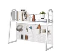 Organizador Escritorio de Longitud Ajustable con Pegboard Perforado, Acero al Carbón Duradero, Estructura Espacial Económica for Dormitorios Hogares y Oficinas(White,72)