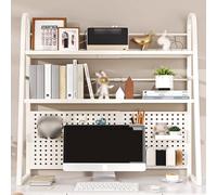 Organizador Escritorio de Longitud Ajustable con Pegboard Perforado, Acero al Carbón Duradero, Estructura Espacial Económica for Dormitorios Hogares y Oficinas(White,104)