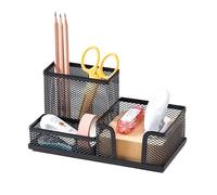 Organizador Escritorio Desk Stationery Organizer Creative Metal Pen Holder Pencil File Storage Rack 3 Grid Box Office Accessories Oficina