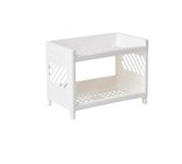 Organizador Escritorio Desktop Double-Layer Plastic Storage Rack Office Stationery and Cosmetics Box Kitchen Bathroom Oficina(White 1pc)