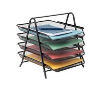 Organizador Escritorio Estante Clasificador De Papel De Metal, Bandeja De Papel, Organizador De Escritorio, Almacenamiento De Archivos, Oficina, Malla Metálica, 3/4 De Nivel(Black,30 * 35 * 32CM)