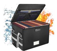 Organizador Escritorio Fireproof Document File Box With Lock - Organizer With Zipper & Adjustable Handle, Collapsible File Storage Box For Home Office, Filing Cabinet For Hanging Letter/Legal Folde