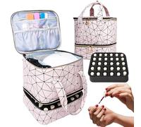 Organizador Esmaltes de Uñas, Bolsa de Almacenamiento de Esmalte de uñas, Organizadores Pintauñas, 2 Capas Bolsa Esmaltes de Uñas, Organizadores Pintauñas Caber 30 Botellas, Rosa