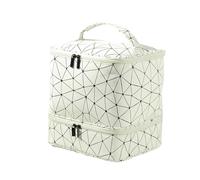 Organizador Esmaltes De UñAs,Organizador Esmaltes Bolsa de almacenamiento esmalte uñas doble capa gran capacidad, bolsa maquillaje, viaje for artículos tocador, cosméticos(WHITE)