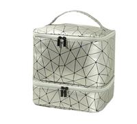 Organizador Esmaltes De UñAs,Organizador Esmaltes Bolsa de almacenamiento esmalte uñas doble capa gran capacidad, bolsa maquillaje, viaje for artículos tocador, cosméticos(Silver)