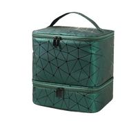 Organizador Esmaltes De UñAs,Organizador Esmaltes Bolsa de almacenamiento esmalte uñas doble capa gran capacidad, bolsa maquillaje, viaje for artículos tocador, cosméticos(Dark green)