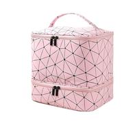 Organizador Esmaltes De UñAs,Organizador Esmaltes Bolsa de almacenamiento esmalte uñas doble capa gran capacidad, bolsa maquillaje, viaje for artículos tocador, cosméticos(Pink)