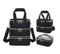 Organizador Esmaltes Uñas para 60 Botellas(15ml), BYLife Esmaltes Bolsa de Uñas de Tres Capas Estuche Manicura Grande Impermeable Bolsa de Cosméticos con Secciones de Almacenamiento