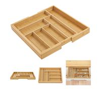 Organizador extraíble de cubiertos de bambú de alta calidad, 325-500x430x45 mm
