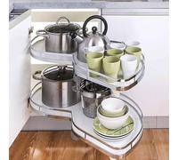 Organizador extraíble de esquina ciega, bandeja oscilante de 2 niveles para armarios de 20 pulgadas, diseño para zurdos para armarios de cocina de 900-1000 mm, solución de almacenamiento eficiente