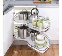 Organizador extraíble de esquina ciega para armario de cocina, bandeja oscilante de 2 niveles, estante doble carrusel, para armarios de 800 mm a 900 mm, estante de almacenamiento de carrusel con