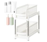Organizador extraíble, estante de gabinete extraíble,Organizador de cajones extraíble para baño - Organizador de almacenamiento de baño de 2 niveles, organizador de gabinete extraíble multifuncional p