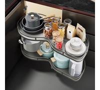 Organizador Extraíble Para Esquinas Ciegas, Estante Extraíble De 2 Niveles Con Cierre Suave Y Altura Ajustable - Lazy Susan Para Gabinetes De Cocina O Baño Right Pull-Out Style Upgraded Model 900