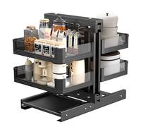 Organizador extraíble para esquinas ciegas para armario de 900 mm, de cocina con 4 cestas, organizador de gabinete deslizante, compatible con apertura izquierda y derecha, cesta extraíble de 2 niveles