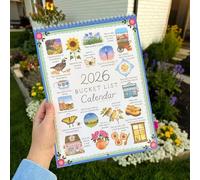 Organizador familiar 2026, planificador de pared, calendario de lista de cubetas, ralentiza y saborea las estaciones, con planificador de objetivos inspirador y características motivacionales