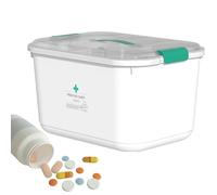 Organizador familiar de píldoras, organizador de píldoras multicapa a prueba de polvo, organizador de almacenamiento de pastillas con tapa, caja de transporte de pastillas para el trabajo, la escuela,