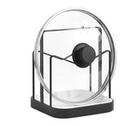Organizador genérico Pan Lid Holder - Stainless Steel Countertop Kitchen Rack with extraíble Tray & Spoon Rest | Compacto 18 x 15,5 x 15,5 cm Cookware Stand for Neat, Clutter-Free Kitchens