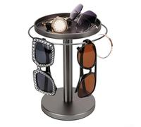 Organizador giratorio de 360° para gafas de sol y joyas con bandeja extraíble, elegante soporte de metal para gafas, relojes, anillos y accesorios, solución moderna de almacenamiento para decoración