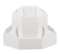 Organizador Giratorio de Brochas de Maquillaje 9 Compartimentos | Soporte de Pp Blanco, Uso en Mesa o Escritorio, Adultos, Mantiene Orden