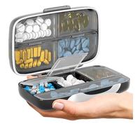 Organizador hermético de píldoras grande, soporte para suplementos portátil, clasificador de vitaminas Jumbo 8 compartimentos