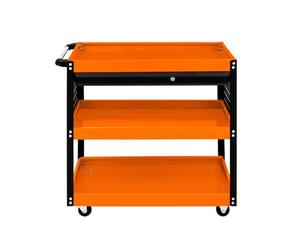 Organizador Herramientas con Ruedas Carrito Portaherramientas de Acero 3 Niveles Carro Duradero Portátil para Taller Garaje Ganchos Llaves Tableros Colgantes Cajón Bloqueable Capacidad 150kg