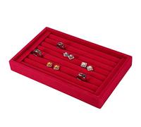 Organizador Joyas, Organizador de Joyas, Caja de Almacenamiento de Anillos Soporte de Exhibición de Joyas Anillos Ranura de Terciopelo Caja de Anillos (roja)