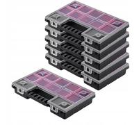 KADAX Organizador, caja de herramientas de plástico, compartimento para piezas pequeñas con tapa transparente, revista de piezas pequeñas en diferentes tamaños, caja surtida (28 x 18 cm/6 unidades)