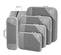 Organizador Maleta Bolsas Organizadoras Maleta, 6 Piezas Compression Packing Cubes, Gris Ultraligero Extensible Organizador Maleta Viaje para Guardar Ropa Mientras Viaja y en Casa