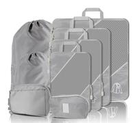 Organizador Maleta Bolsas Organizadoras Maleta, 8 Piezas Gris Extensible Organizadores Maletas de Viaje, Ultraligero Compression Packing Cubes para Guardar Ropa Mientras Viaja y en Casa