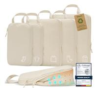 Organizador Maleta,Compression Packing Cubes,Impermeable Bolsas Organizadoras Viaje Bag Organizer Beige Set De 5 Piezas