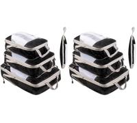 Organizador Maleta de Viaje, Compression Packing Cubes Expandibles Organizador de Equipaje Impermeable Cubos de Embalaje, Negro 3 Piezas (Paquete de 2)