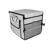 Organizador Maletero Coche para VW Passat B7 2011-2017 Without-Computer-Boxes, Caja Plegable con Compartimentos Antideslizante con Tiras Reflectantes,Grey-28L