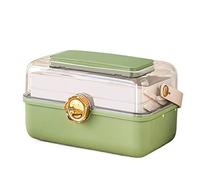 Organizador Maquillaje 1 Paquete de Caja Almacenamiento cosméticos for Mujer, joyero Transparente Gran Capacidad con Espejo, Estante Tres Niveles asa Vanity(B)