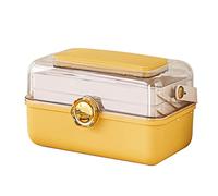 Organizador Maquillaje 1 Paquete de Caja Almacenamiento cosméticos for Mujer, joyero Transparente Gran Capacidad con Espejo, Estante Tres Niveles asa Vanity(C)